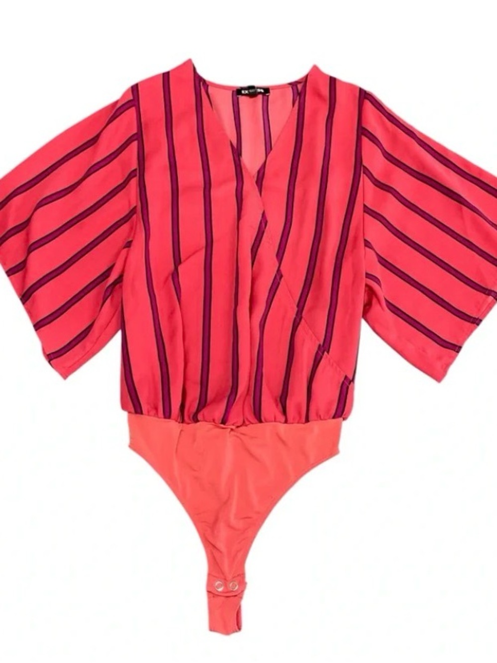 NWT EXPRESS SHORT SLEEVE STRIPED BODYSUIT PINK FUCHSIA SIZE XL